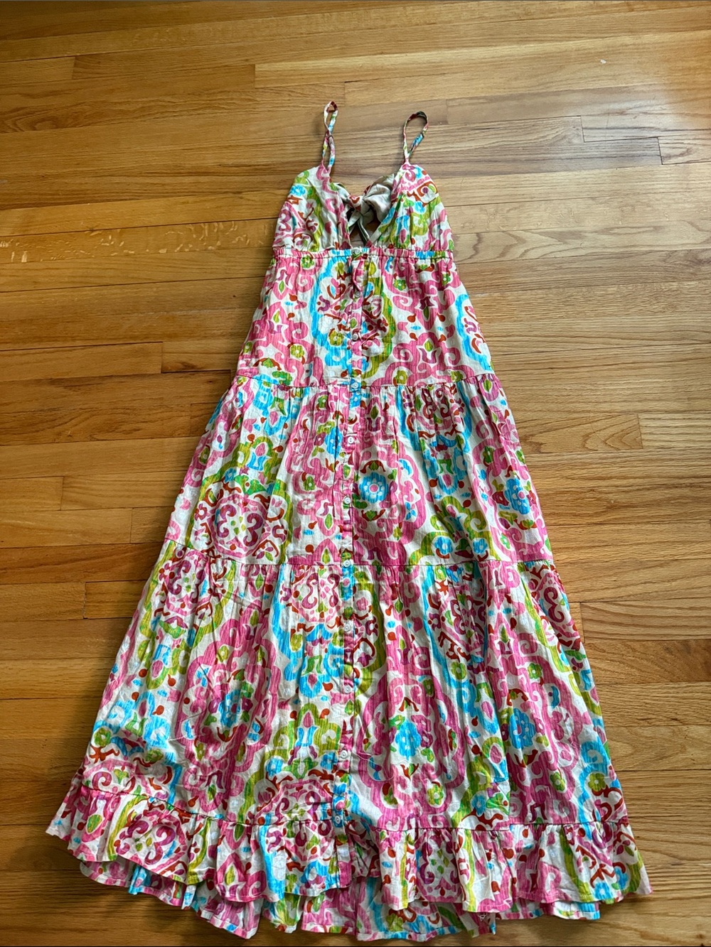 HOUSE OF HARLOW 1960 Maxi Dress Floral Open Tie Back Tiered Boho Sz M